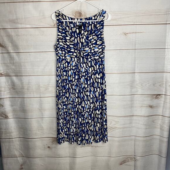New York & Company Blue & White Splotch Fit and Flare Stretch Dress Size M - Picture 1 of 6